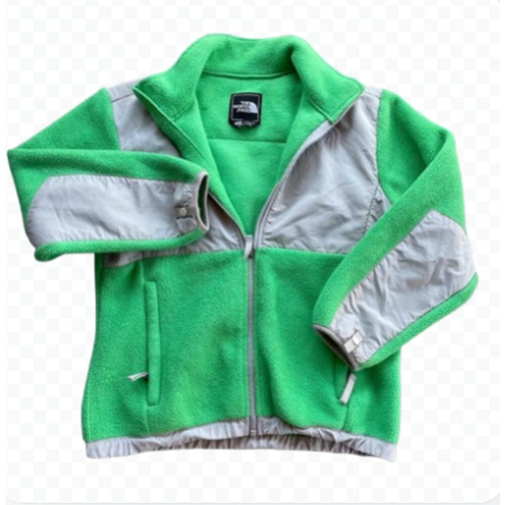The North Face Girls' Full Zip Fleece Jacket Lime Green Gray - Size M‎